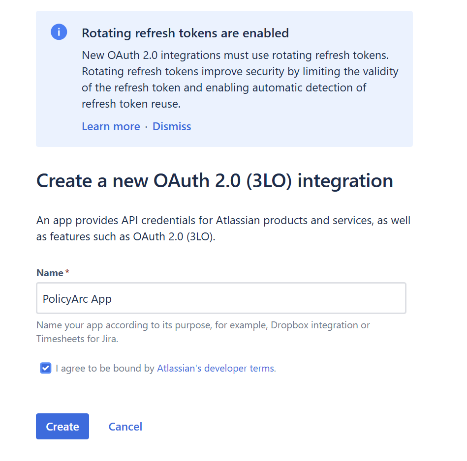 Create app form